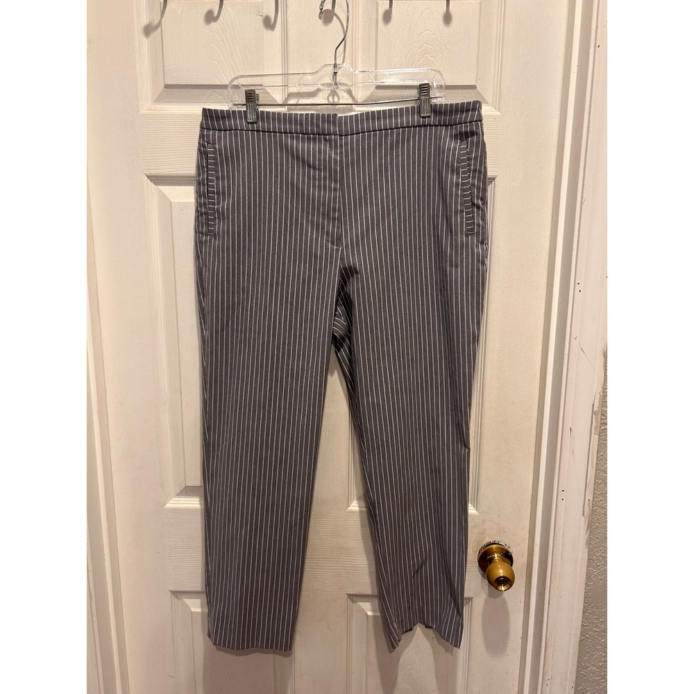 Worthington Womens Gray Pinstripe Slim Leg Dress Pants Size 16 Business Office